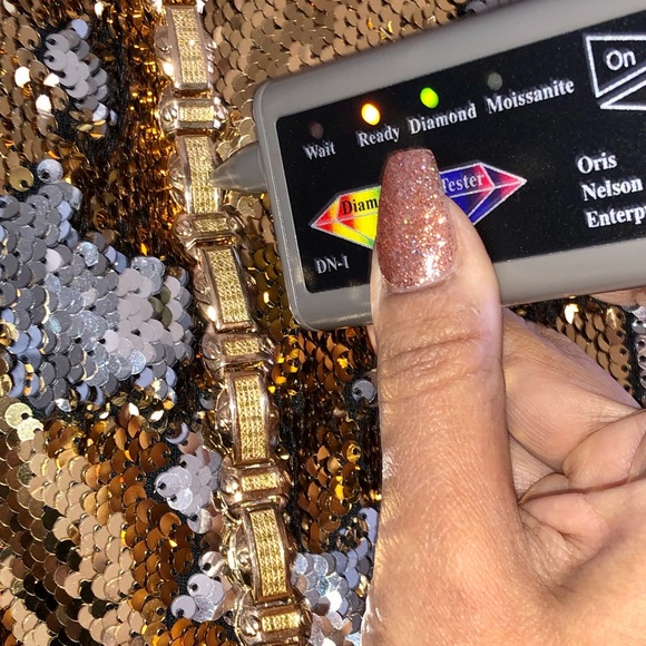 10k gold vermeil Real diamond custommade men diamond bracelet NOT FAKE BEST GIFT - Picture 3 of 6